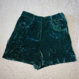 Top Shop High Waisted Turquoise Velvet Shorts